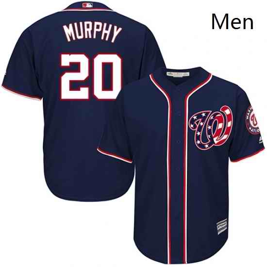 Mens Majestic Washington Nationals 20 Daniel Murphy Replica Navy Blue Alternate 2 Cool Base MLB Jersey